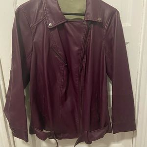 PLUS SIZE -Faux Leather JustFab Moto Jacket ( PLUM)